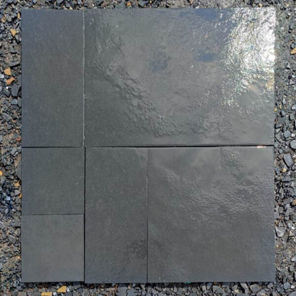 black limestone paving