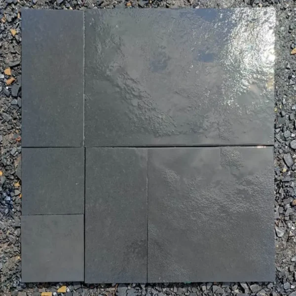 black limestone paving