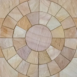 buff sandstone circle paving