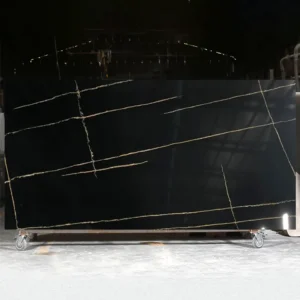 black mark quartz slab